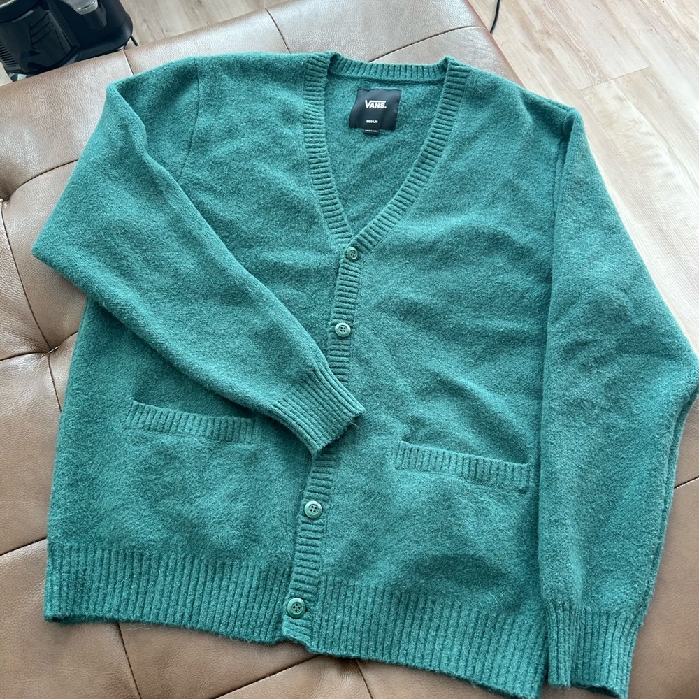 Vans Men's Green Cardigan Sweater